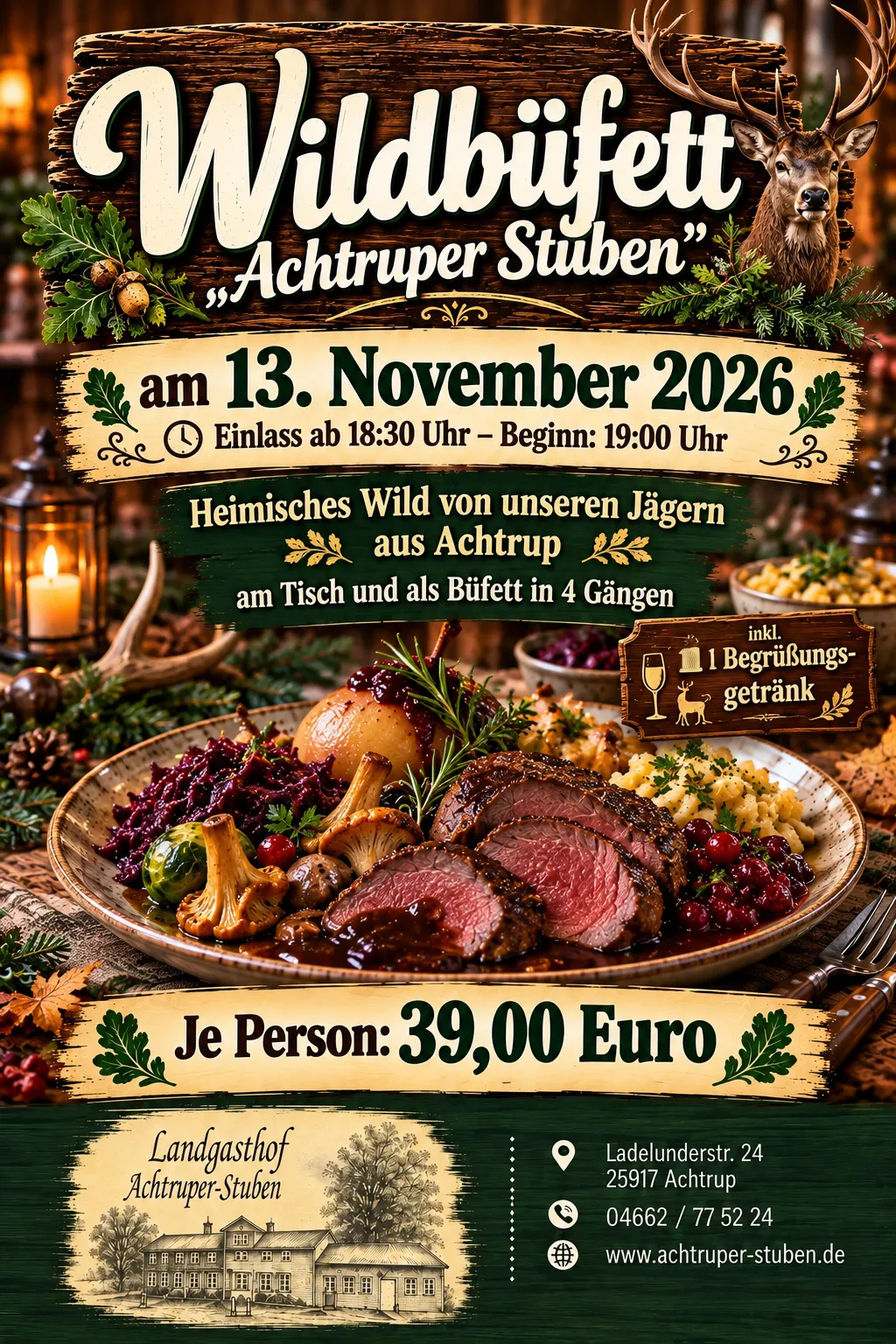 Plakat Wildbüfett „Achtruper Stuben“